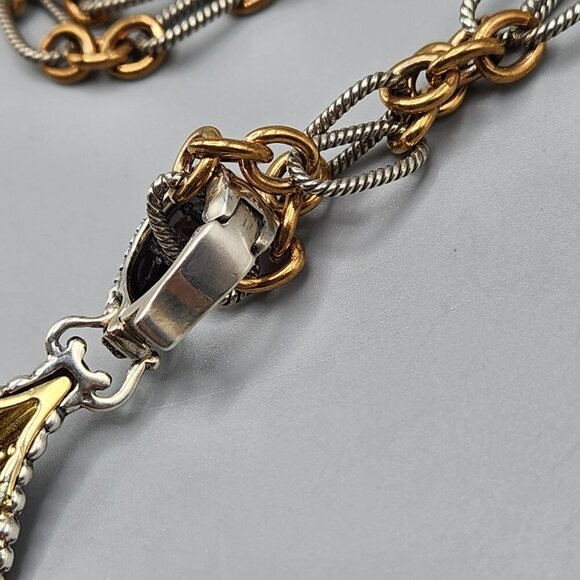 Carolyn Pollack 925 Brass Copper Necklace Bracelet Set Filigree Teardrop Silver - Picture 10 of 15